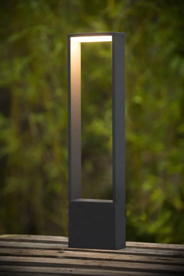 Lucide GOA - Bollard light - LED - 1x10W 3000K - IP54 - Anthracite - atmosphere 1